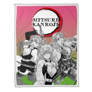 Mitsuri Kanroji Fleece Blanket Custom Demon Slayer Anime Uniform Costume Mix Manga Style