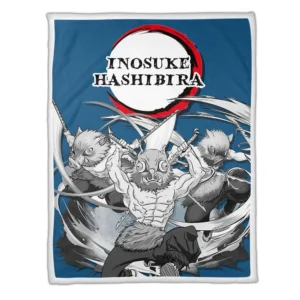 Inosuke Fleece Blanket Custom Demon Slayer Anime Uniform Costume Mix Manga Style