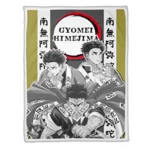 Gyomei Fleece Blanket Custom Demon Slayer Anime Uniform Costume Mix Manga Style
