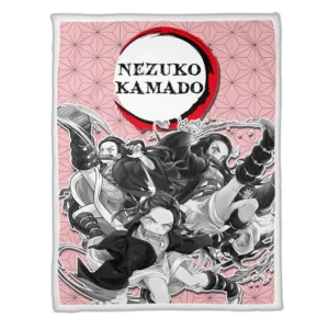 Nezuko Fleece Blanket Custom Demon Slayer Anime Uniform Costume Mix Manga Style