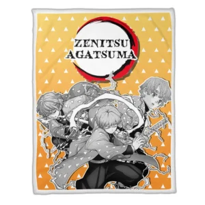 Zenitsu Fleece Blanket Custom Demon Slayer Anime Uniform Costume Mix Manga Style