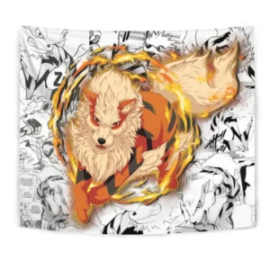 Pokemon Arcanine Tapestry Manga Style