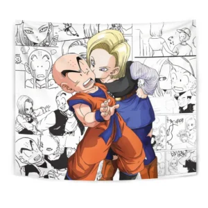Dragon Ball Krillin x Android 18 Tapestry Custom Anime Wall Decor