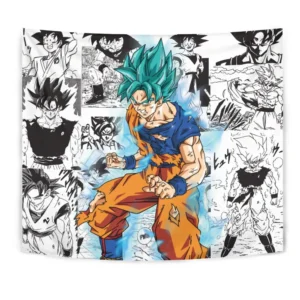 Dragon Ball Goku Blue Tapestry Custom Anime Manga Wall Decor