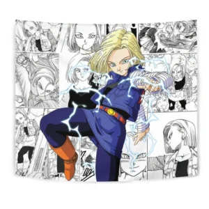 Dragon Ball Android 18 Tapestry Custom Anime Manga Wall Decor