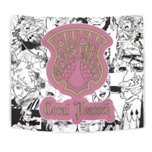 Coral Peacock Tapestry Custom Black Clover Anime Manga Room Wall Decor