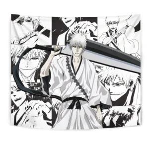 White Ichigo Zangetsu Tapestry Custom Bleach Anime Manga Room Wall Decor