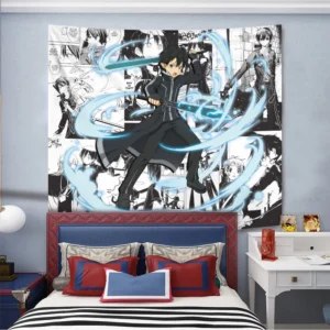 Kirito Tapestry Custom Sword Art Online Manga Anime Wall Decor