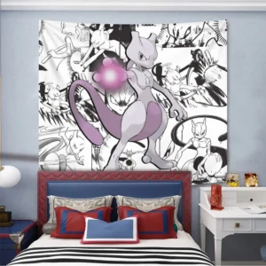 Pokemon Mewtwo Tapestry Manga Style