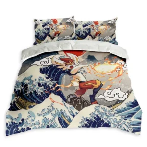 Cinderace Bedding Set Kanagawa Great Wave Edition