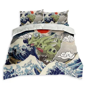 Tyranitar Bedding Set Kanagawa Great Wave Edition