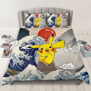 Pikachu Bedding Set Kanagawa Great Wave Edition
