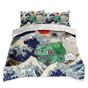 Bulbasaur Bedding Set Kanagawa Great Wave Edition