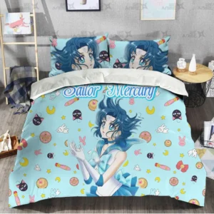 Sailor Mercury Cute Version Bedding Set Custom Sailor Moon Anime Bedroom