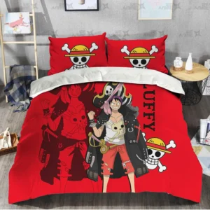 Luffy Bedding Set Custom One Piece Red Anime Home Decor