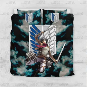 Mikasa Ackerman Bedding Set Custom Attack On Titan Anime Bedroom