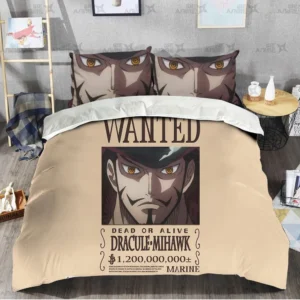 Dracule Mihawk Wanted Bedding Set Custom Anime Bedroom
