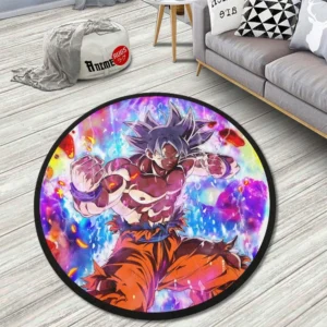 Dragon Ball Goku Ultra Skill Round Rug Custom Anime Room Mats