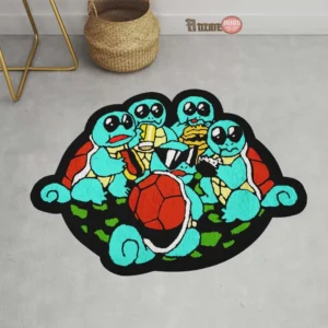 Squirtle Squad Shaped Rug Funny Having Dinner