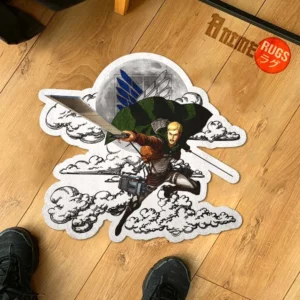 Erwin Smith Shaped Rug Custom Moon Clouds Attack On Titan Anime Room Decor