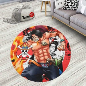 One Piece Manga Portgas D Ace Round Rug Custom Circle Carpet