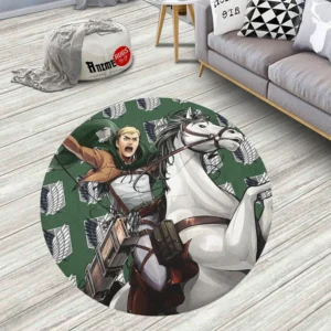 Attack On Titan Characters Erwin Smith Round Rug Custom Circle Carpet