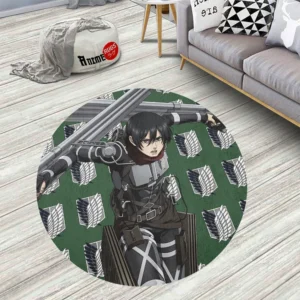 Attack On Titan Characters Mikasa Ackerman Round Rug Custom Circle Carpet