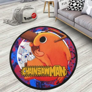 Chainsaw Man Pochita Round Rug Anime Room Mats