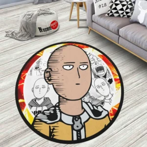 One Punch Man Saitama Ok face Round Rug Anime Room Mats