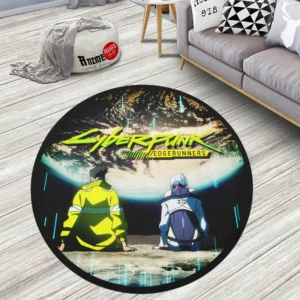 Cyberpunk David And Lucy Edgerunners Round Rug Anime Room Mats