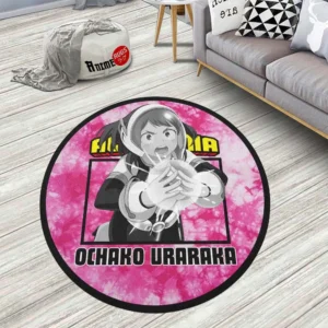 Ochako Uraraka Round Rug Custom Tie Dye Style Anime Room Mats