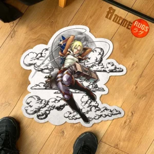 Annie Leonhart Shaped Rug Custom Moon Clouds Attack On Titan Anime Room Decor