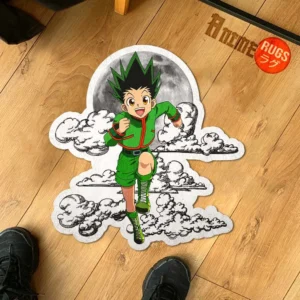 Gon Freecss Shaped Rug Custom Moon Clouds Anime Room Decor