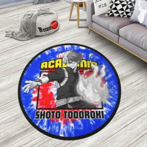 Shoto Todoroki Round Rug Custom Tie Dye Style Anime Room Mats