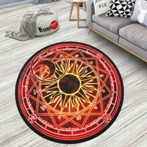 Super Black Red Magic Circles Round Rug Custom Cardcaptor Sakura Anime Room Mats