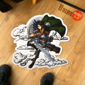 Levi Ackerman Shaped Rug Custom Moon Clouds Attack On Titan Anime Room Decor
