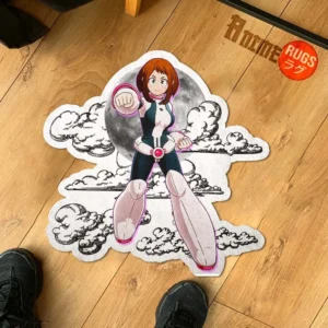 Ochako Uraraka Shaped Rug Custom Moon Clouds Anime Room Decor