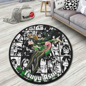 Tsuyu Asui Manga Mix Round Rug Custom Anime Room Mats