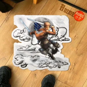 Jean Kirstein Shaped Rug Custom Moon Clouds Attack On Titan Anime Room Decor