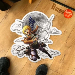 Armin Arlert Shaped Rug Custom Moon Clouds Attack On Titan Anime Room Decor