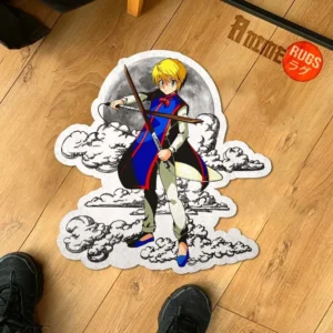 Kurapika Shaped Rug Custom Moon Clouds Anime Room Decor