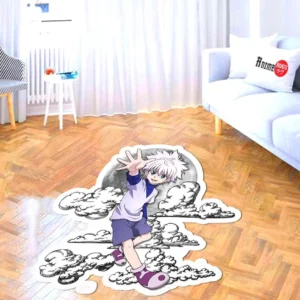 Killua Zoldyck Shaped Rug Custom Moon Clouds Anime Room Decor