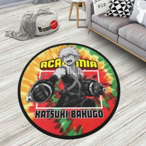 Katsuki Bakugo Round Rug Custom Tie Dye Style Anime Room Mats