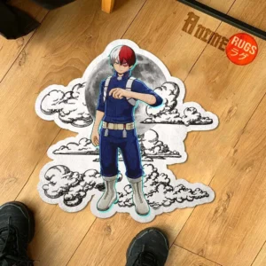 Shoto Todoroki Shaped Rug Custom Moon Clouds Anime Room Decor