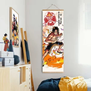 One Piece Portgas D. Ace Wall Scroll Poster Anime Art Room Decoration