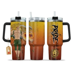 Escanor Lions Sin of Pride 40oz Travel Tumbler With Handle Personalized Anime Cup