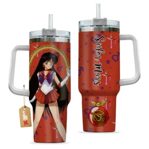 Sailor Mars 40oz Travel Tumbler Personalized With Handle Custom Anime Cup