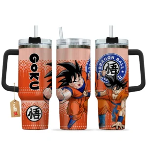 Goku 40oz Travel Tumbler With Handle Custom Anime Accessories