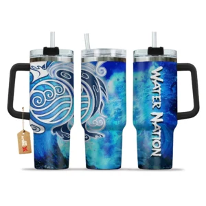 Water Nation 40oz Tumbler Cup With Handle Custom Personalized Name