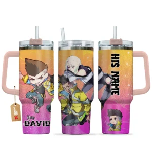 David 40oz Travel Tumbler With Handle Personalized Her and His Valentines Collection